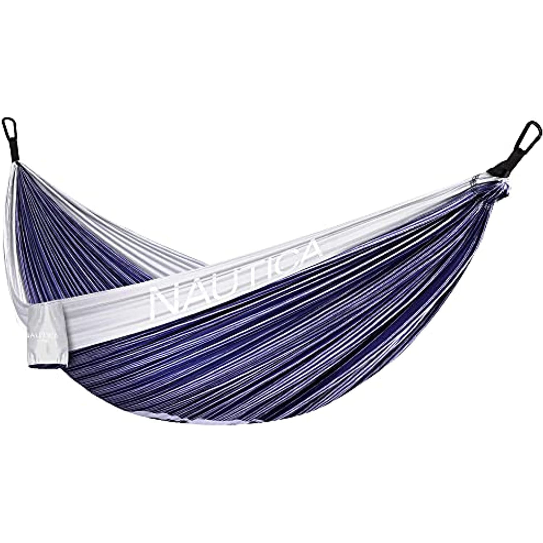 Nautica Portable Camping Hammock 1-2Person Kids or Adults with Straps, Caribiners & Bag for Travel/Backpacking/Hiking/Backyard/Lawn, Sugar Swizzle/Maritime Blue, Large
