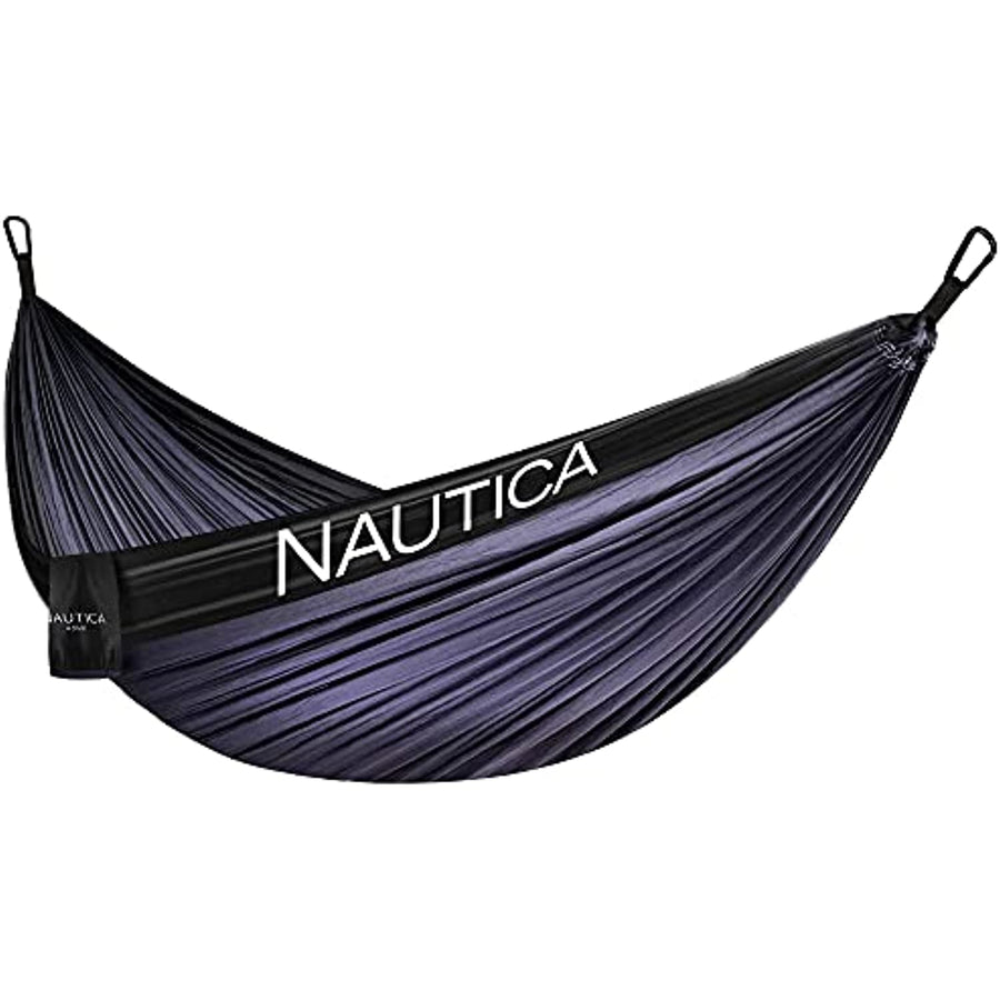 Nautica Portable Camping Hammock 1-2Person Kids or Adults with Straps, Caribiners & Bag for Travel/Backpacking/Hiking/Backyard/Lawn, Black Beauty/Dark Grey, Large