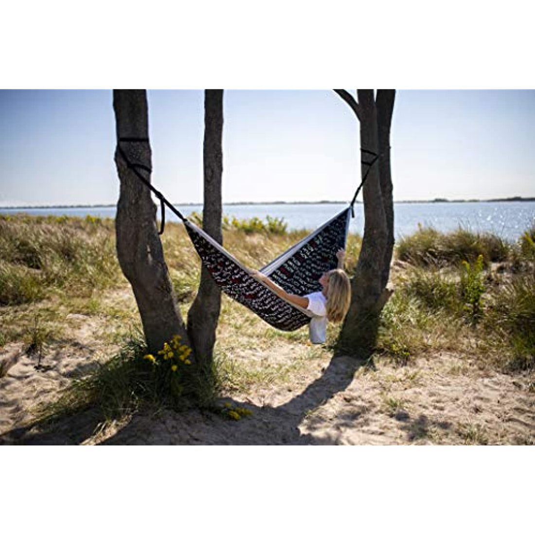 Nautica Portable Camping Hammock 1-2Person Kids or Adults with Straps, Caribiners & Bag for Travel/Backpacking/Hiking/Backyard/Lawn, Black Beauty/High Rise Grey, Large
